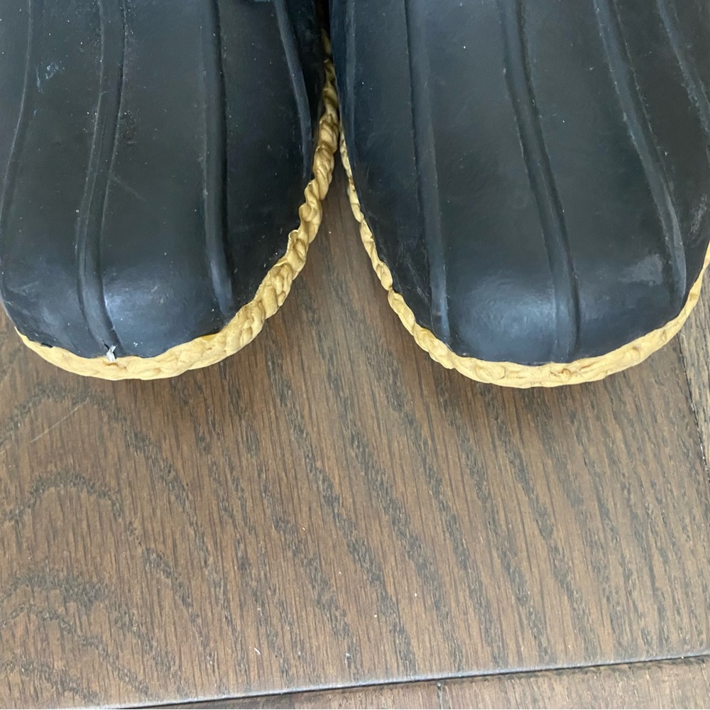 L.L. Bean Boots, Rubber Mocs Black Duck-Style Lace-Up Rain Shoes Size 7 - Picture 4 of 8